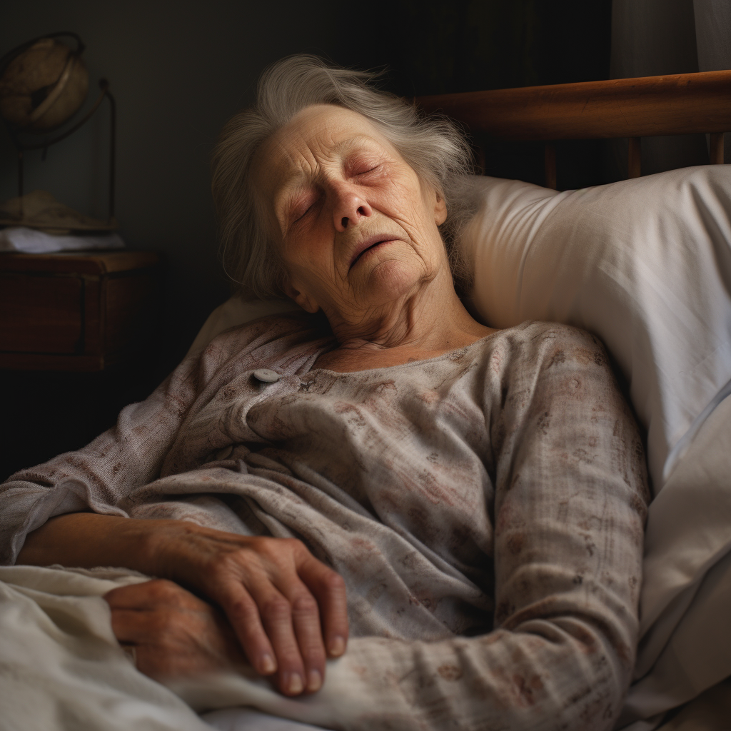 Realistic portrayal of sleeping elderly woman