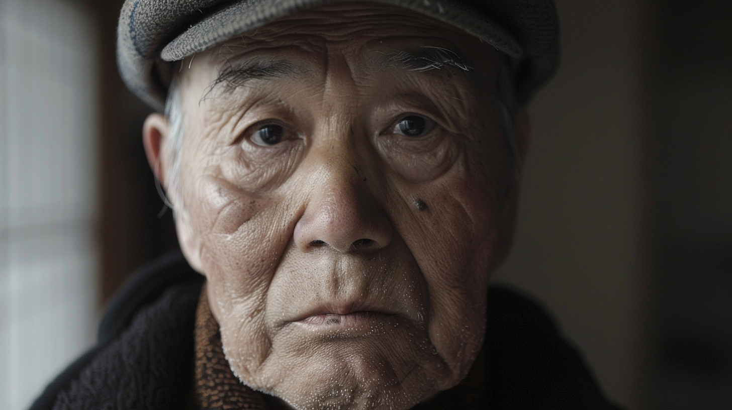 Elderly Asian man with coronavirus