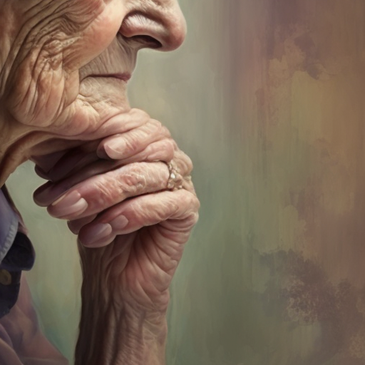 Elderly individual contemplative expression