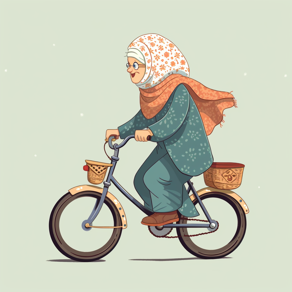 Scandi Style Elderly Lady on Bicycle