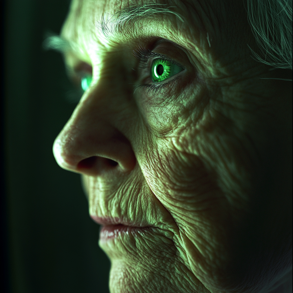 Elderly woman's face memories emotions