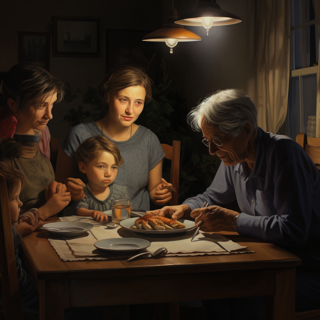 Happy elderly woman cooking for her family