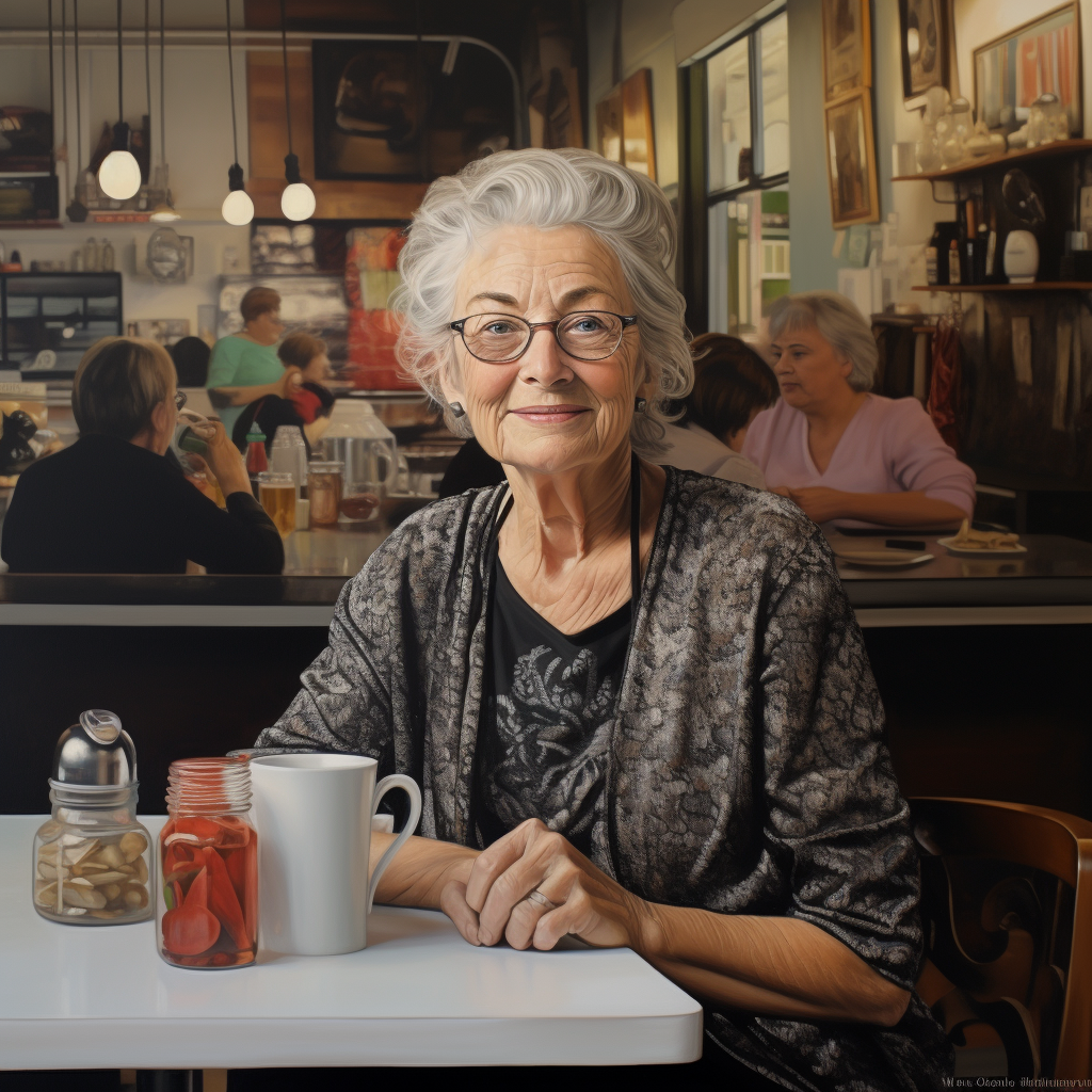 Eleanor, a retired teacher from Kitchener, in a photorealistic style