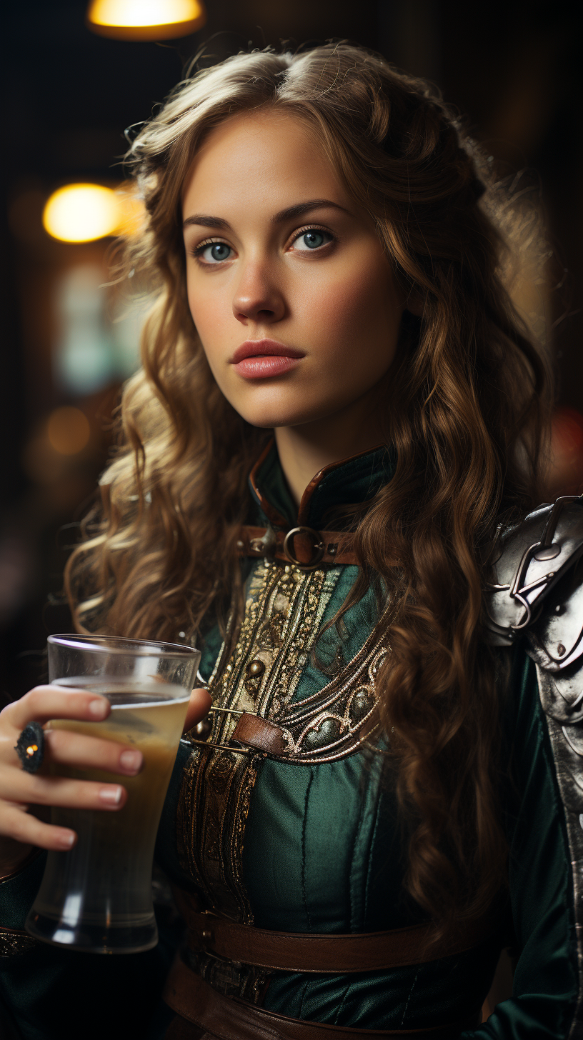 Eleanor of Aquitaine with a glass in medieval fantasy