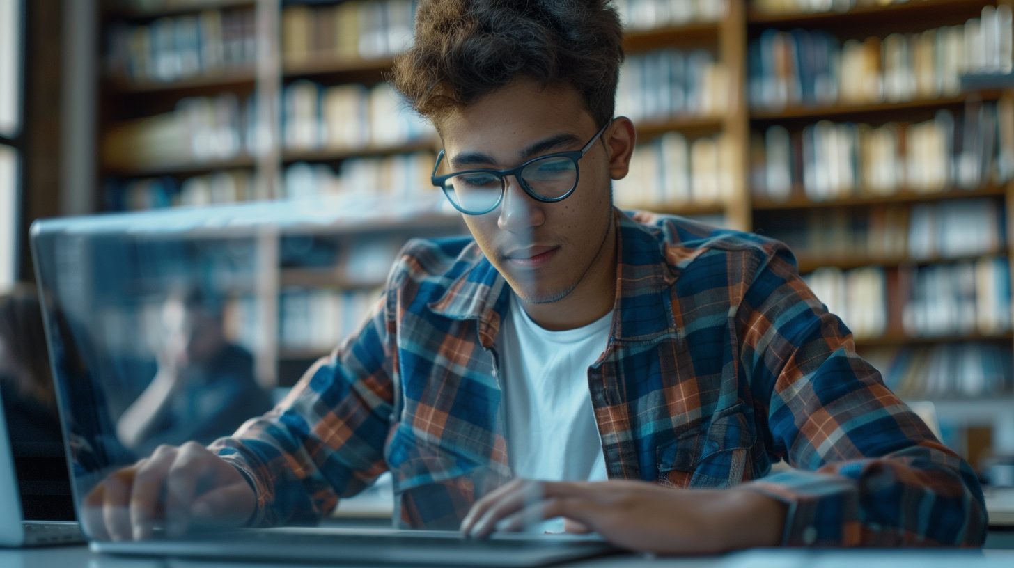 Student learning on computer