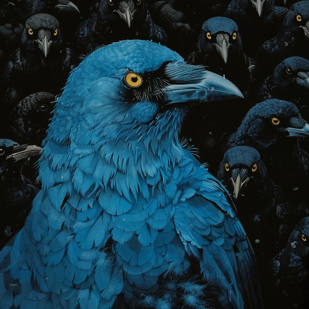 Electric Blue Crow Gold Eyes