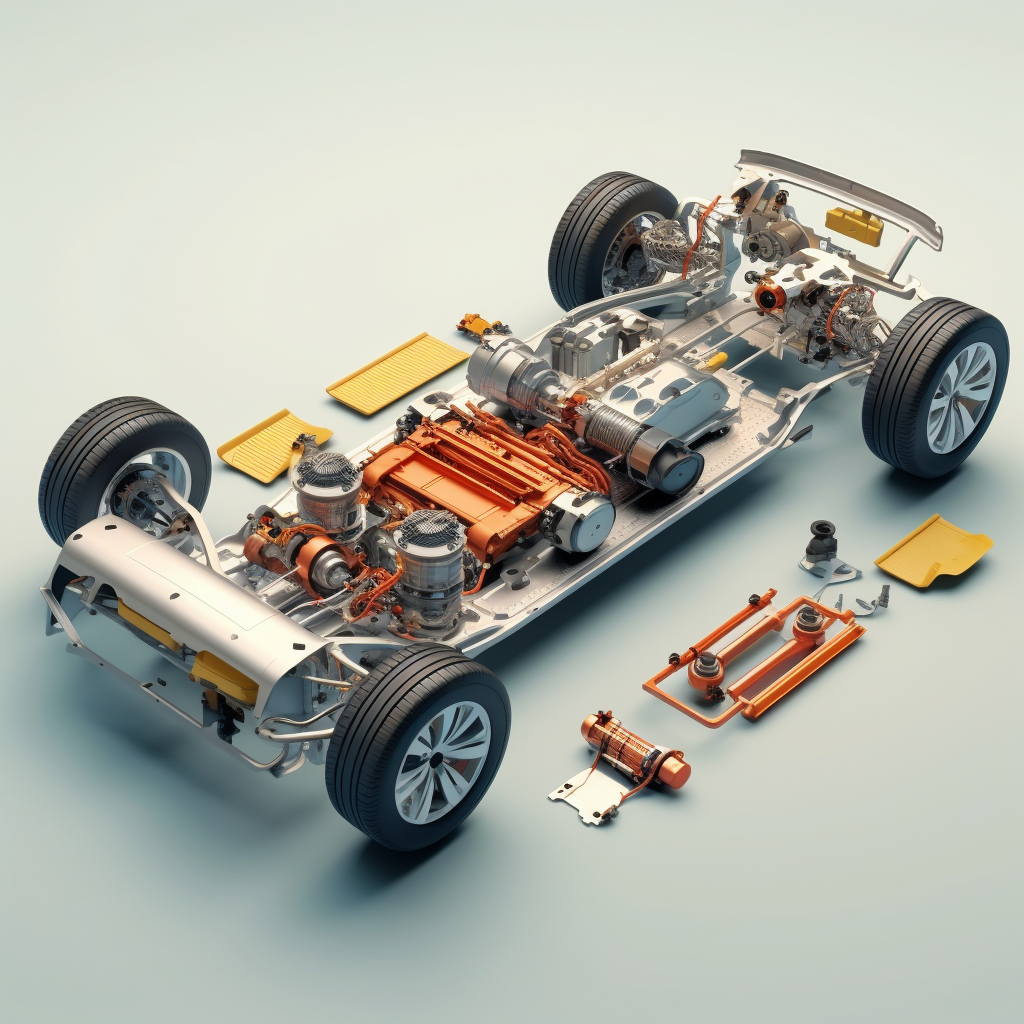 Electric Car Chassis Battery Compartment Exploded View