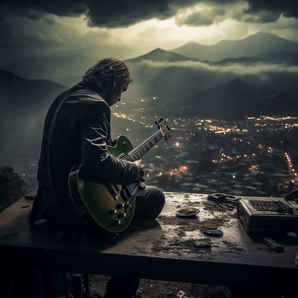 Electric Guitar in Monterrey Mexico Mountains