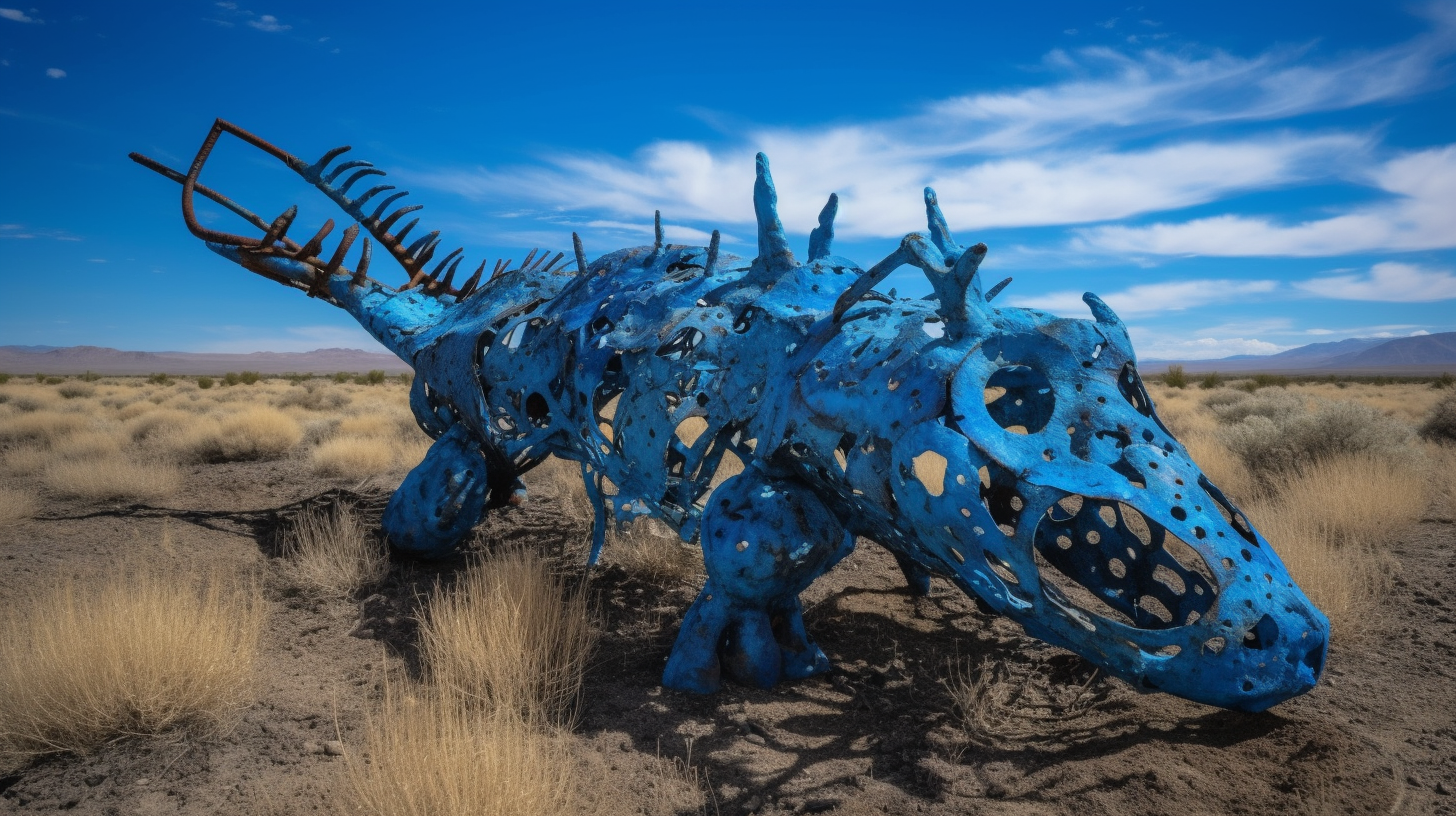 Electric blue crackling desert landscape