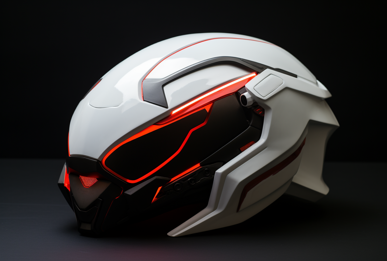 White and Red Electric Motorcycle Helmet