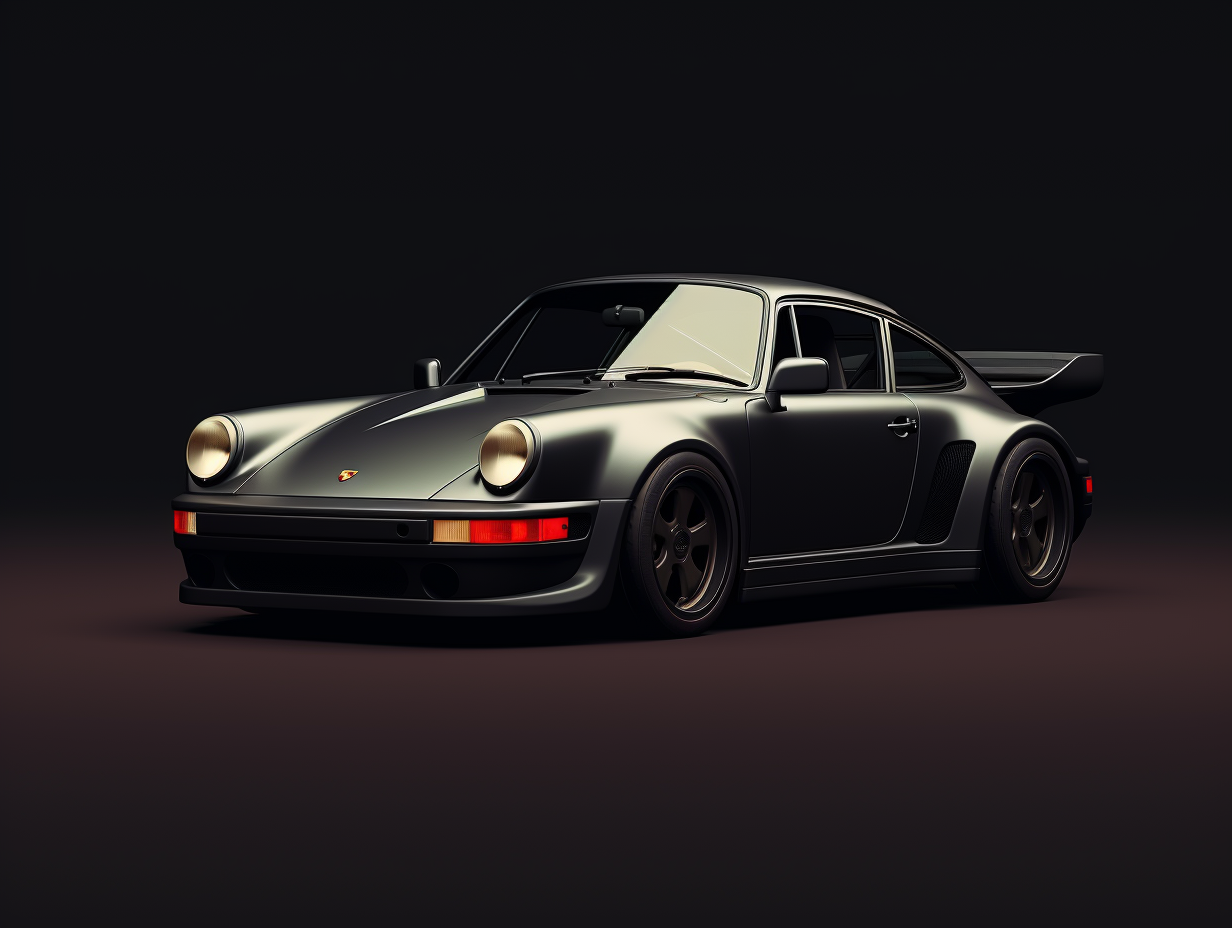 Black electric Porsche 930 EV concept car