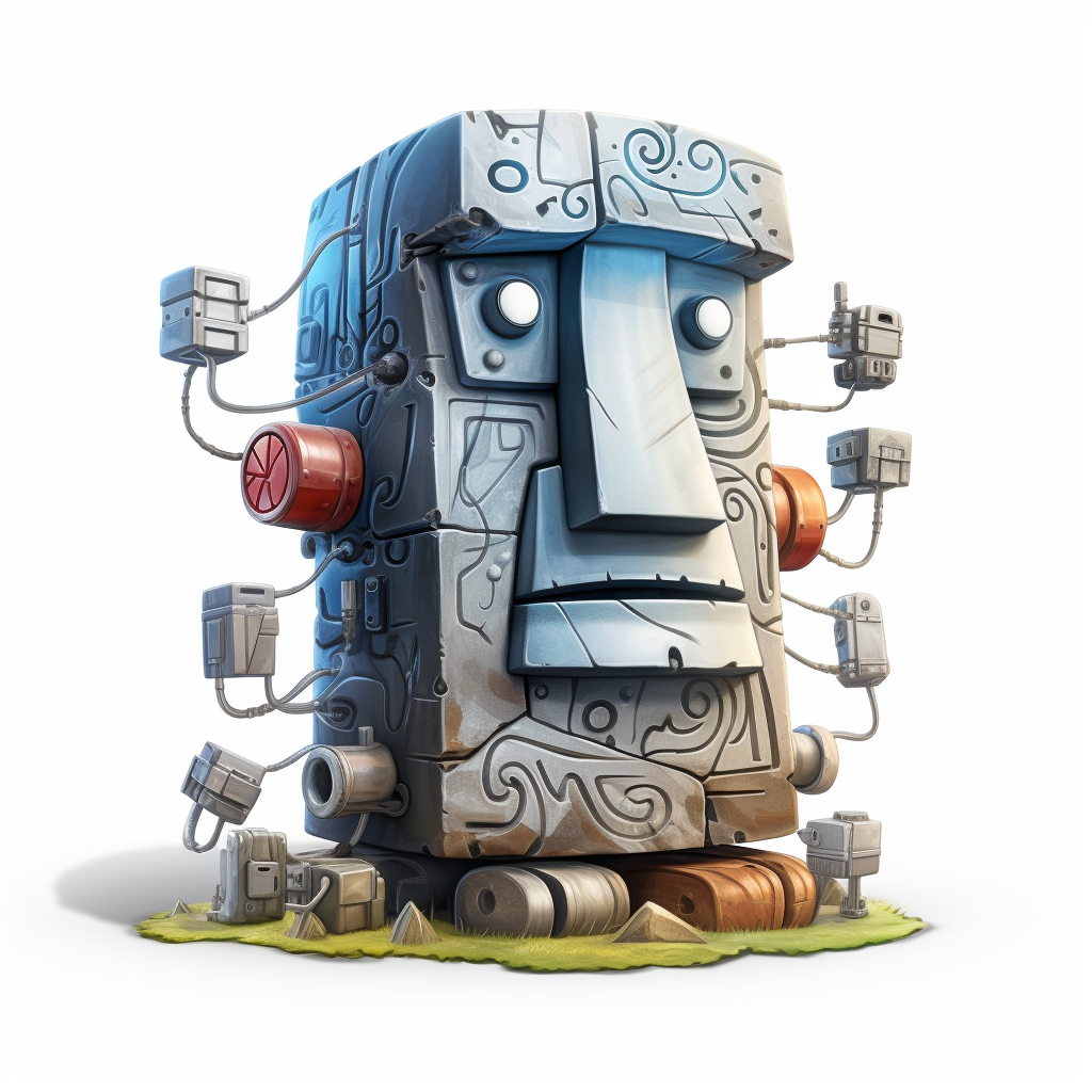 Electric Spectaculars Moai Statue on White Background