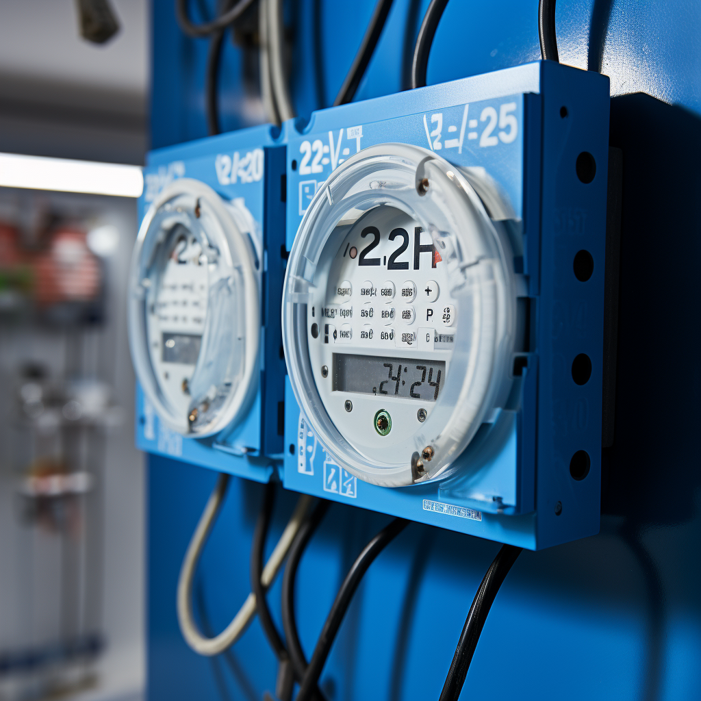 Electrician installing electric clock with 2024 display