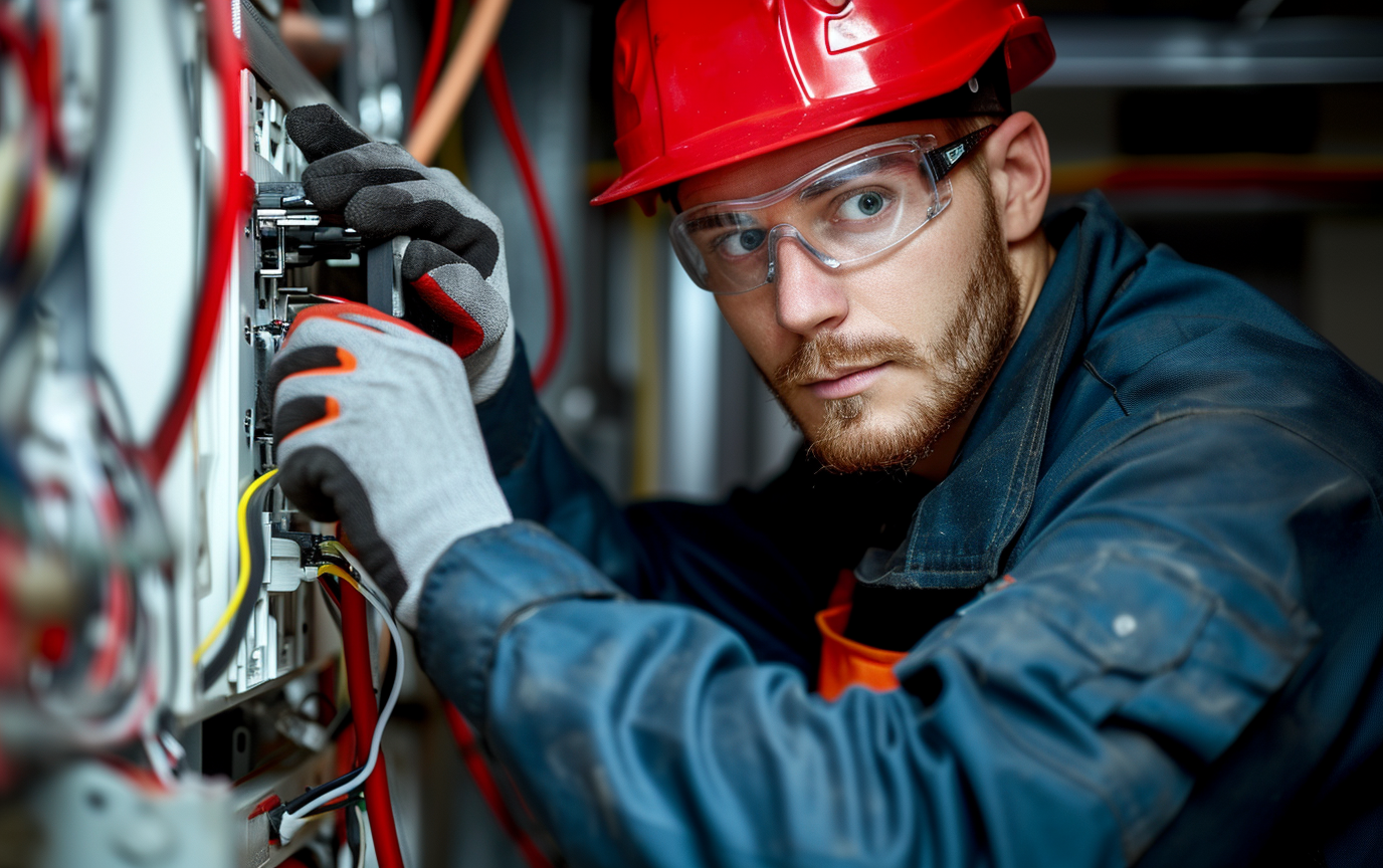 Electrician Repairing Appliance