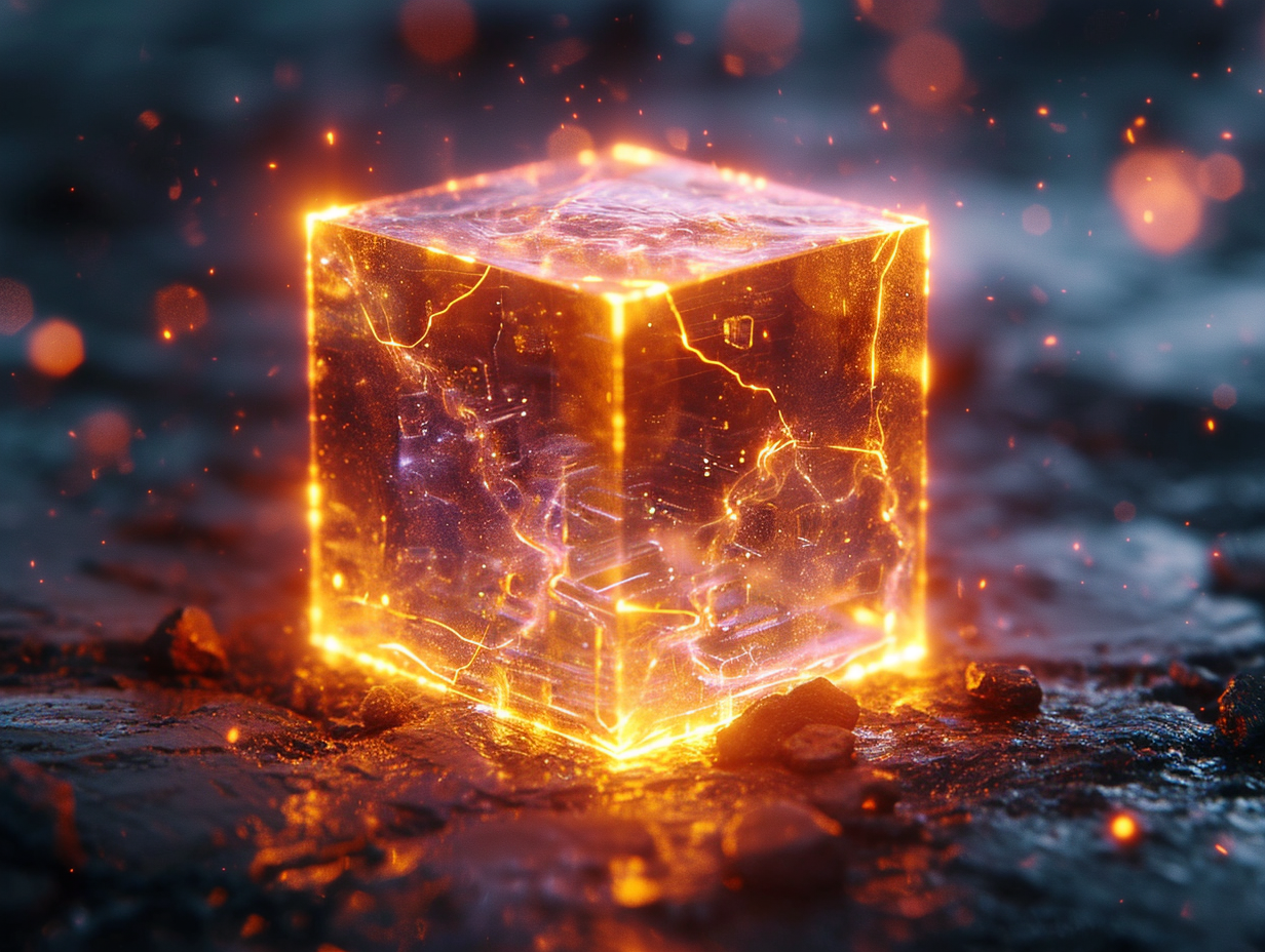 4D cube filled with electricity