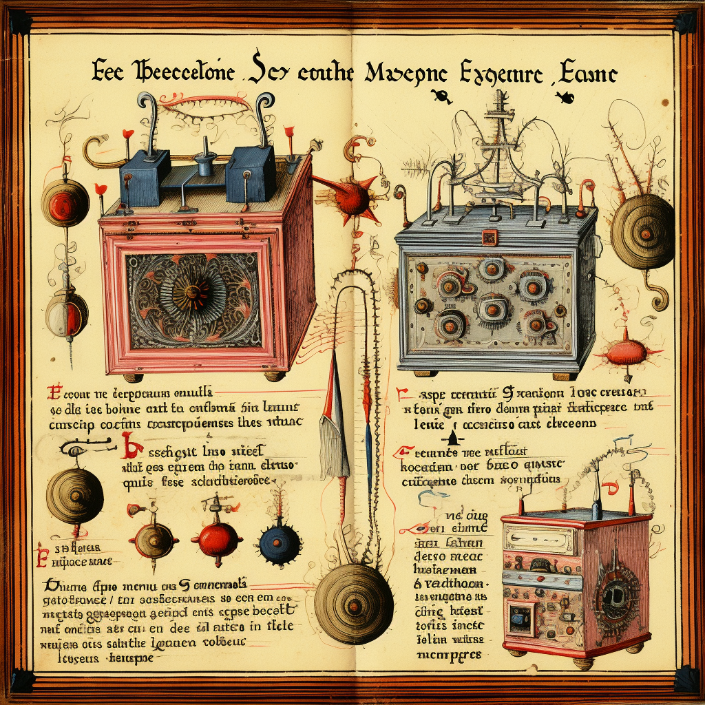 Medieval illuminated manuscript with computer components