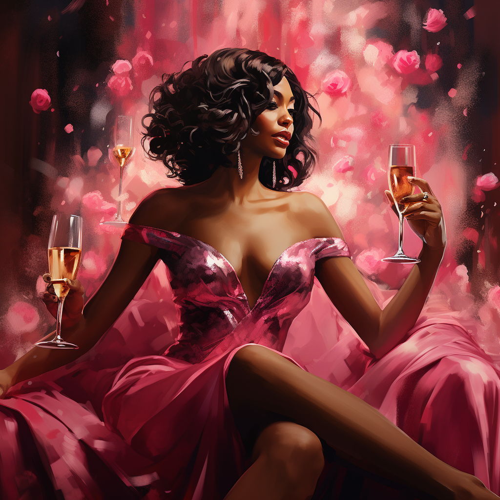 Graceful African American woman in pink gown