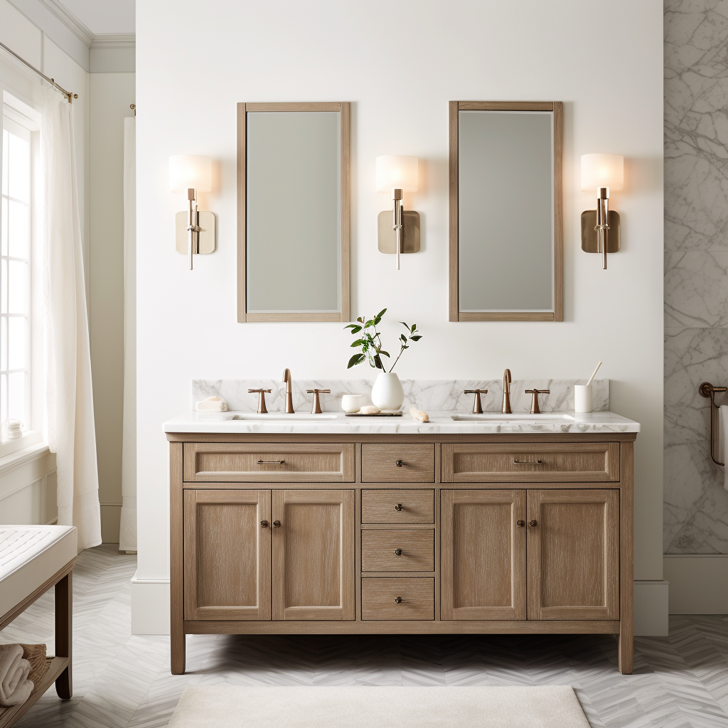 Beautiful Light on Stone in Elegant Bathroom