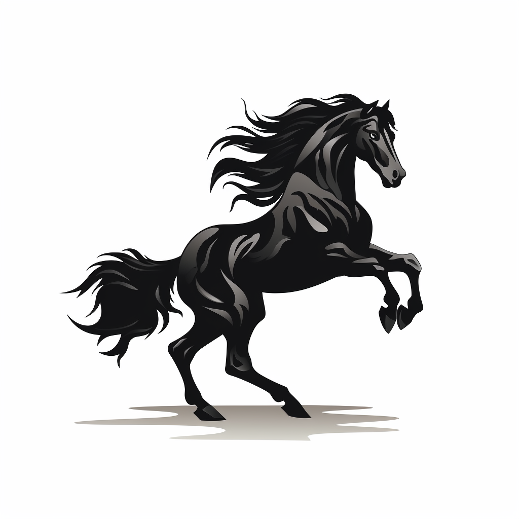 Elegant black horse logo on white background