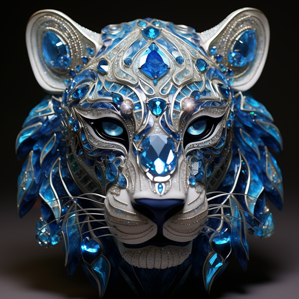 Beautiful blue feline with shining crystals