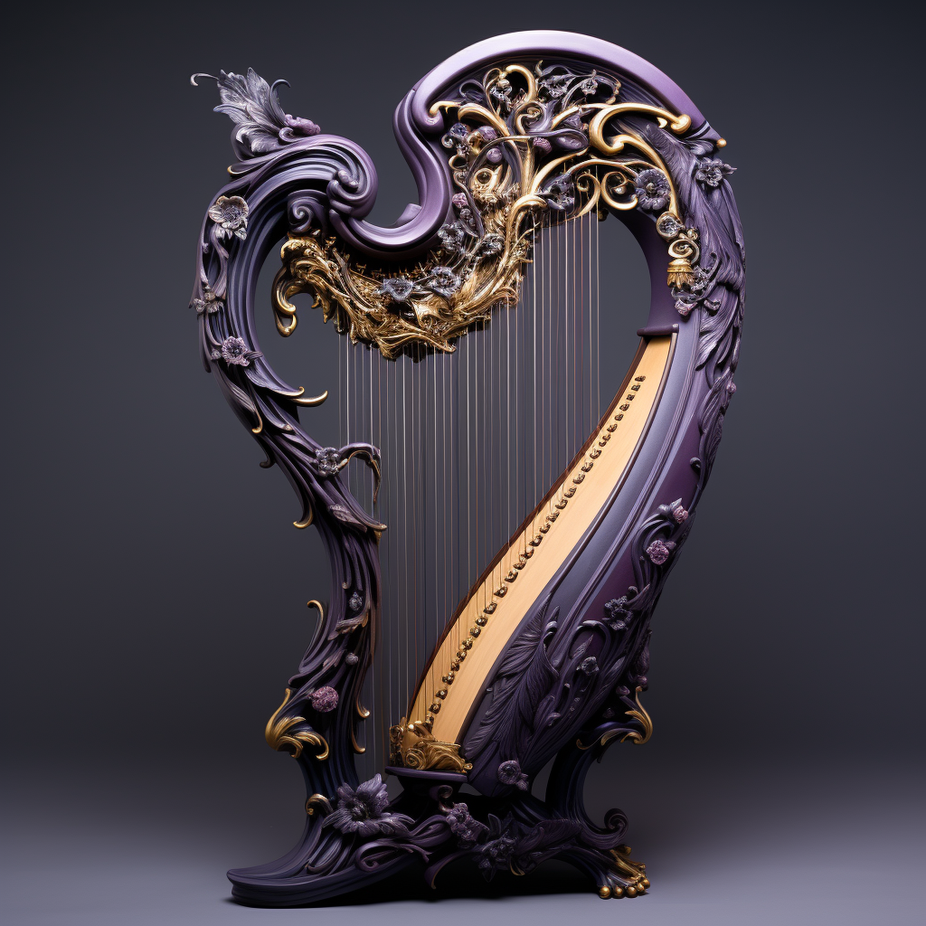 Beautifully crafted purple harp