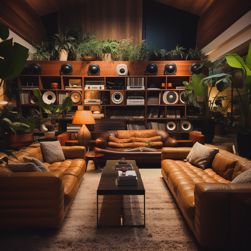 Stylish lounge with vinyl records