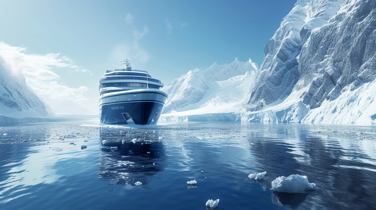 Cruise ship in icy waters