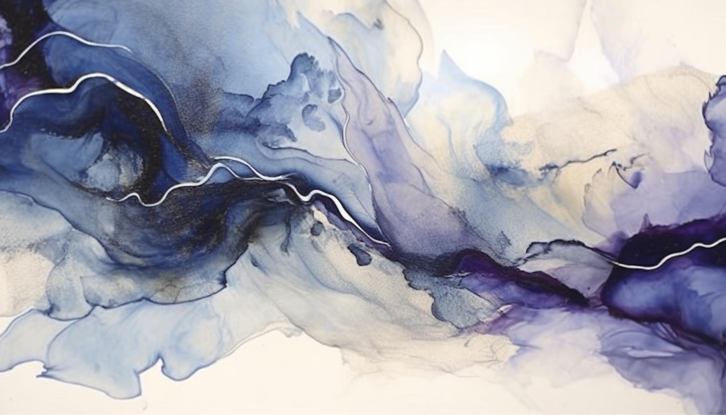 Contrasting Indigo, Ivory Deep Purple, Gray Watercolor Image  ?️