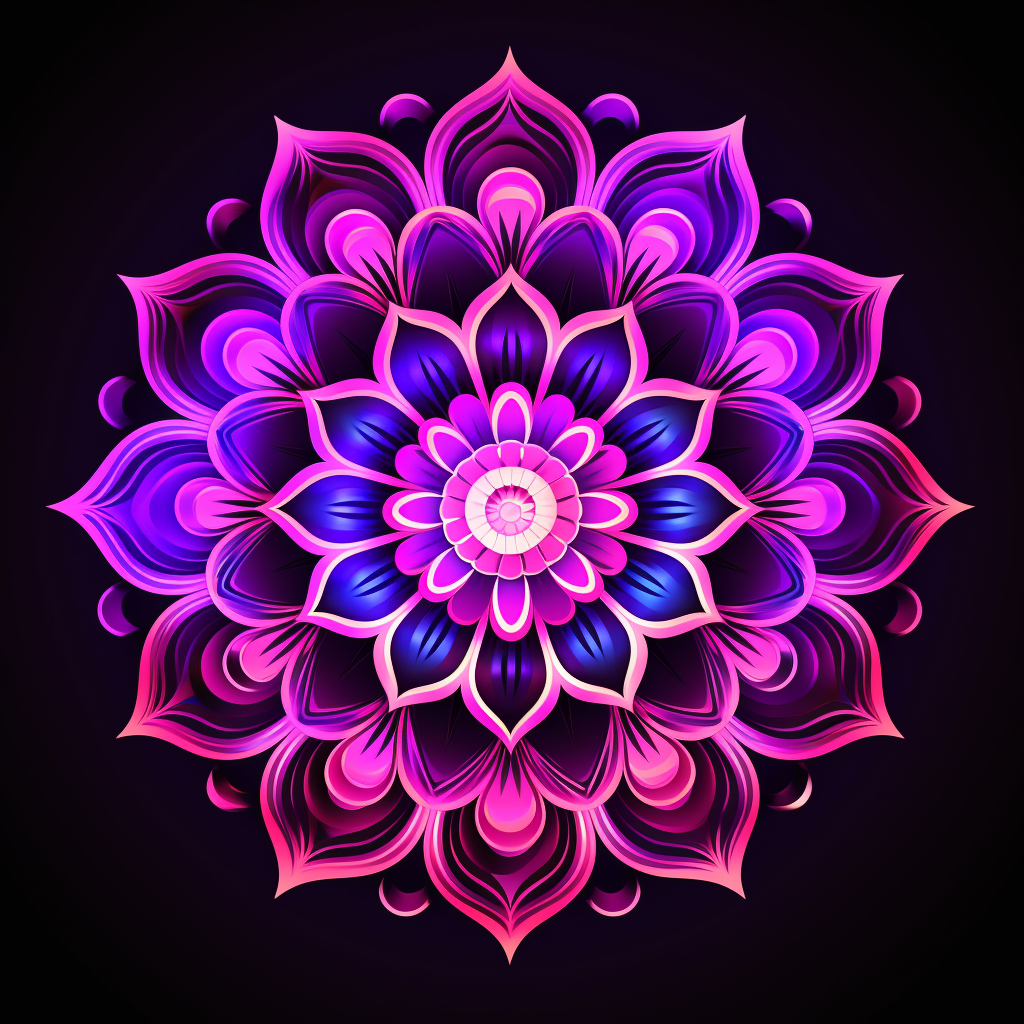 Elegant flower mandala with trippy and colorful effects