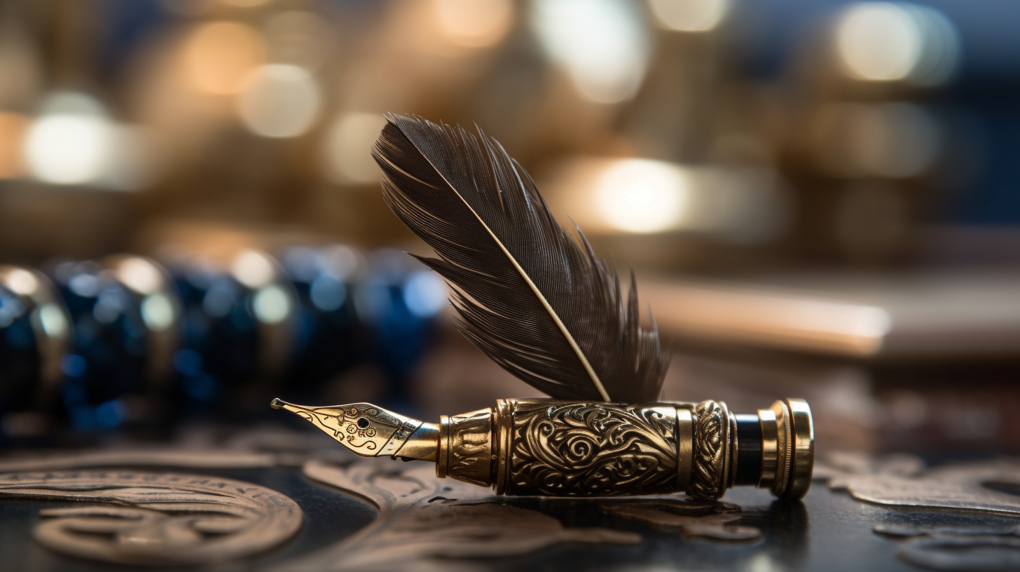 Fountain pens on elegant desk