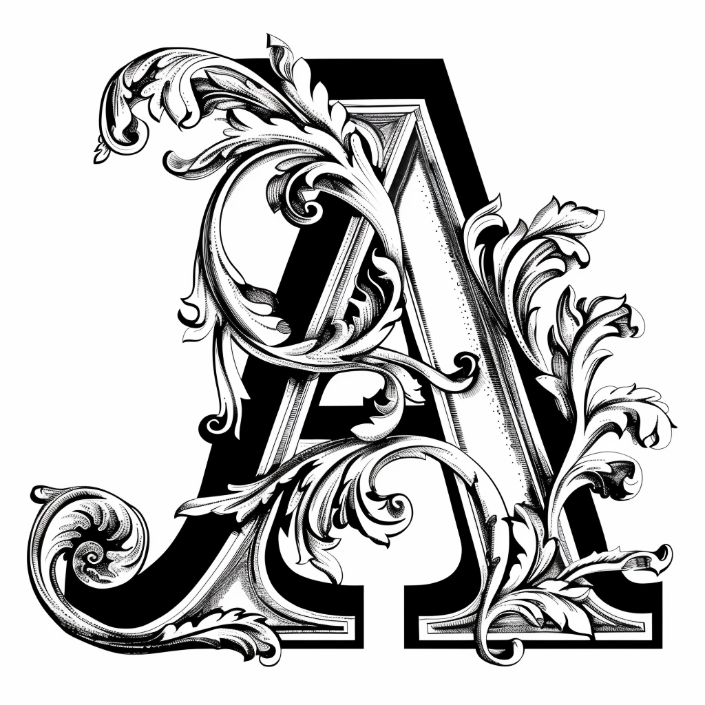 Black and white elegant letter A