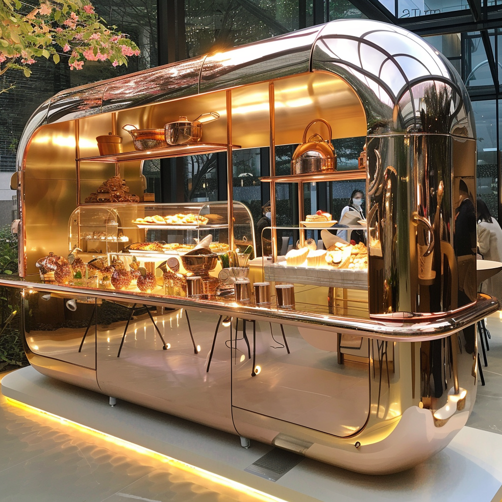 elegant gold street food setup