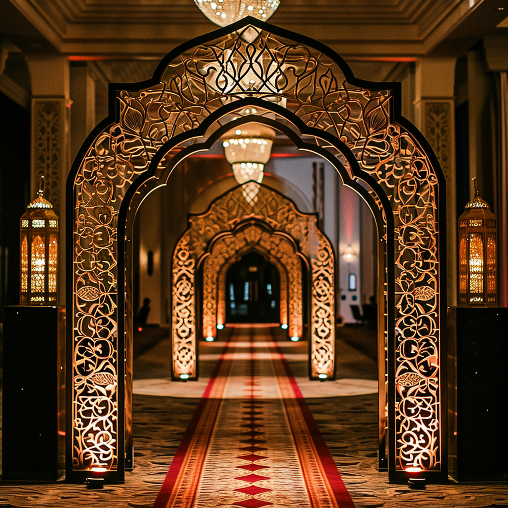 Arabic pattern on elegant indoor entrance arch