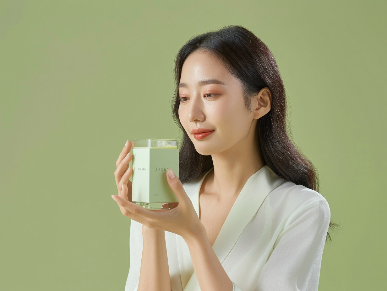 Korean woman presenting jujube juice