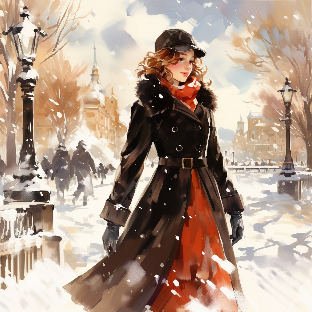 Lady in luxurious winter coat