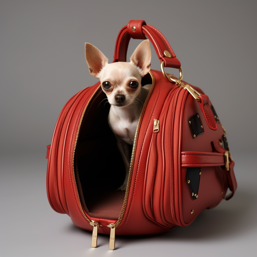 Elegant Leather Dog Carrier with Red Poodle