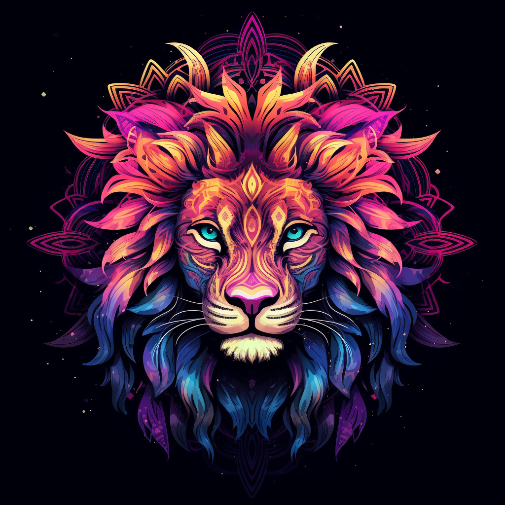 Vibrant Lion Mandala Artwork