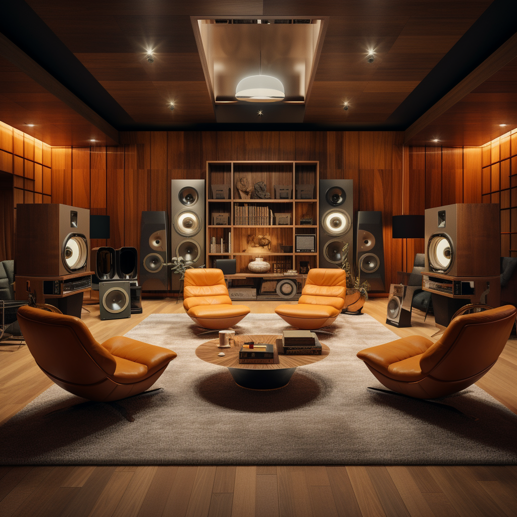 Friends enjoying vinyl records in elegant lounge