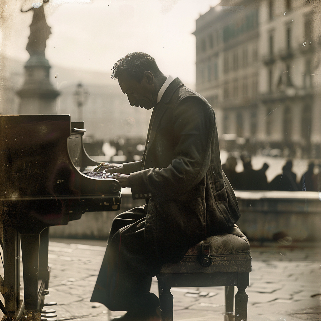 elegant man playing piano trieste