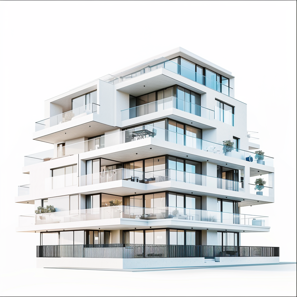 White minimalist apartment building