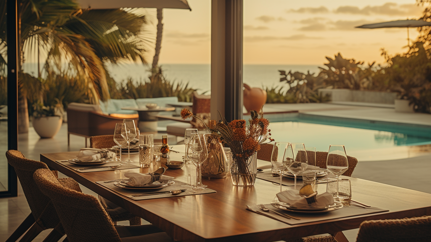 Elegant modern beach dining room