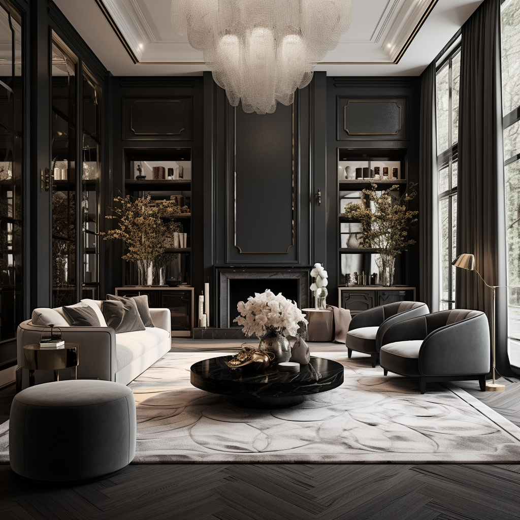 Elegant monochromatic luxury interior design