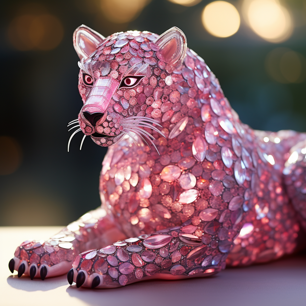 Elegant pink feline creature with sparkling crystals  ?✨