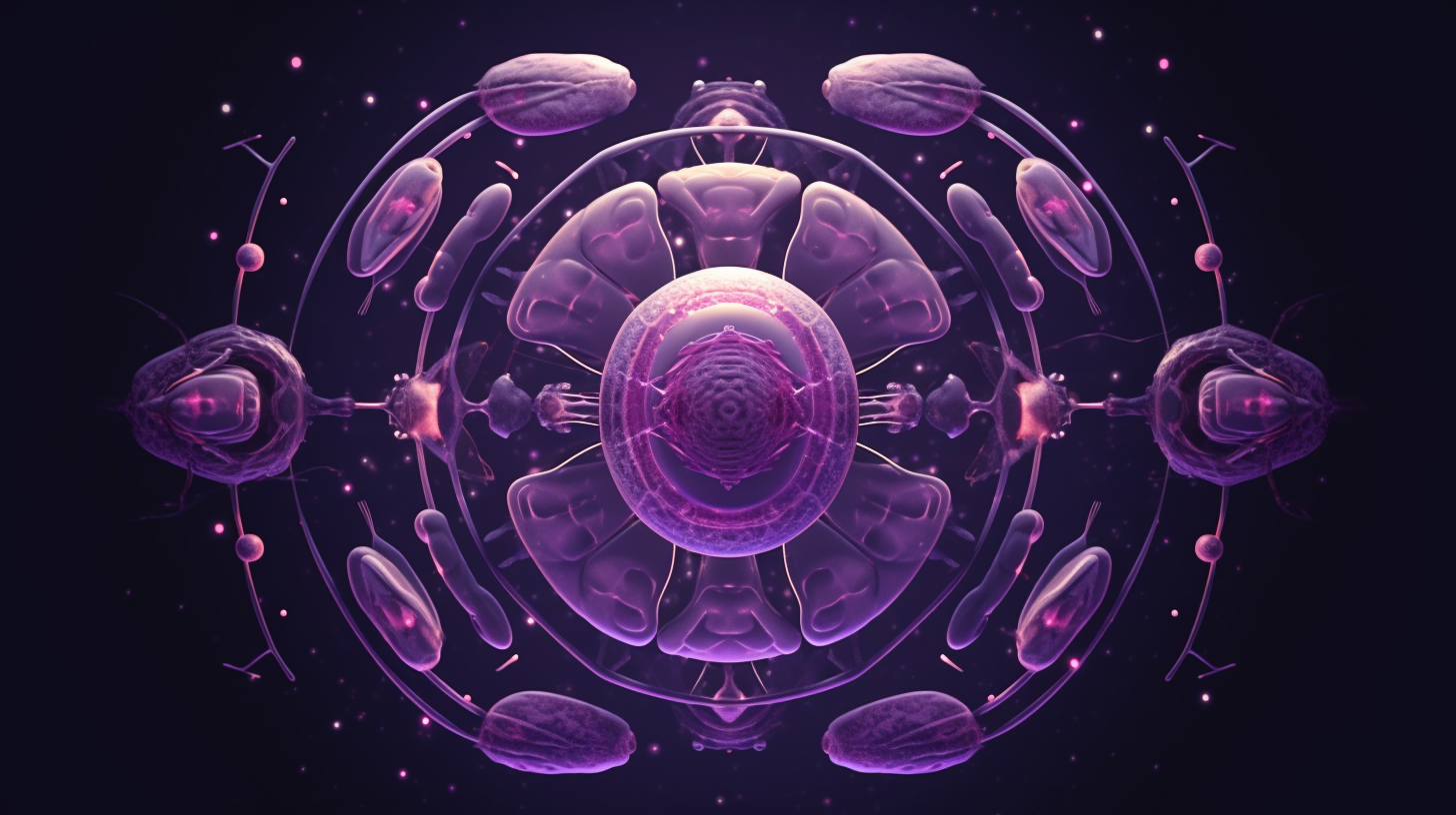 Detailed purple cell structure illustration