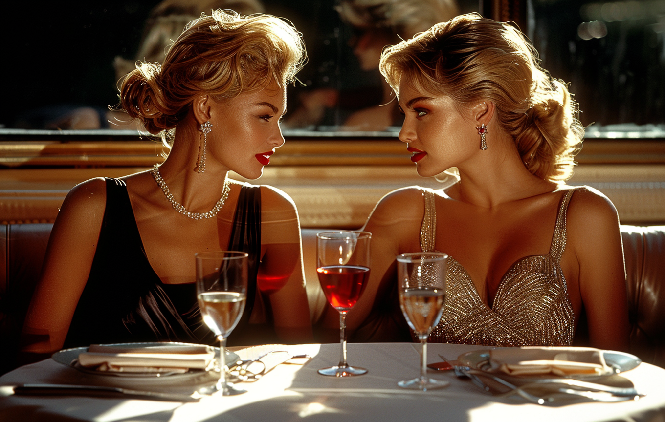 Two women in elegant restaurant