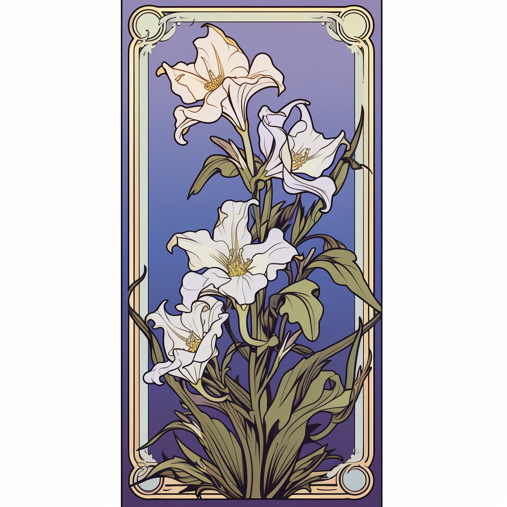 Art Nouveau Poster with Bellflowers