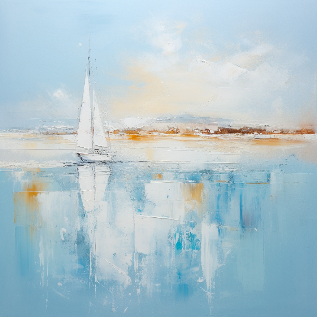 Abstract seascape oil painting in St. Tropez