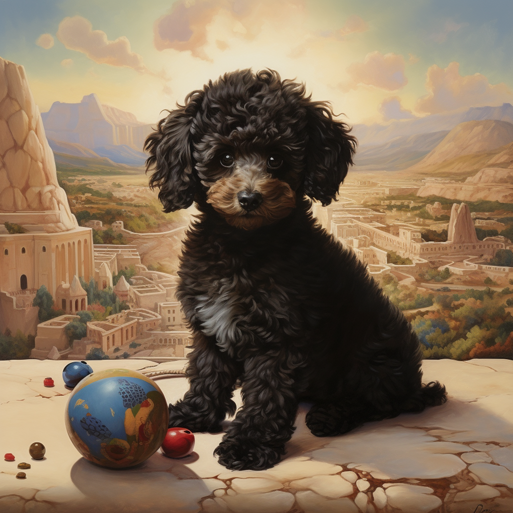 Elegant Toy Poodle in Landscape