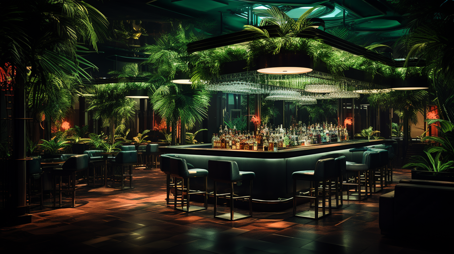 Elegant tropical nightclub interior design