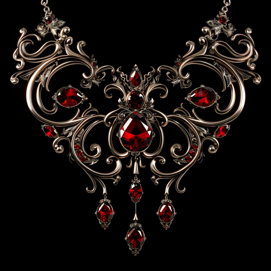 Elegant jewelry with red gems